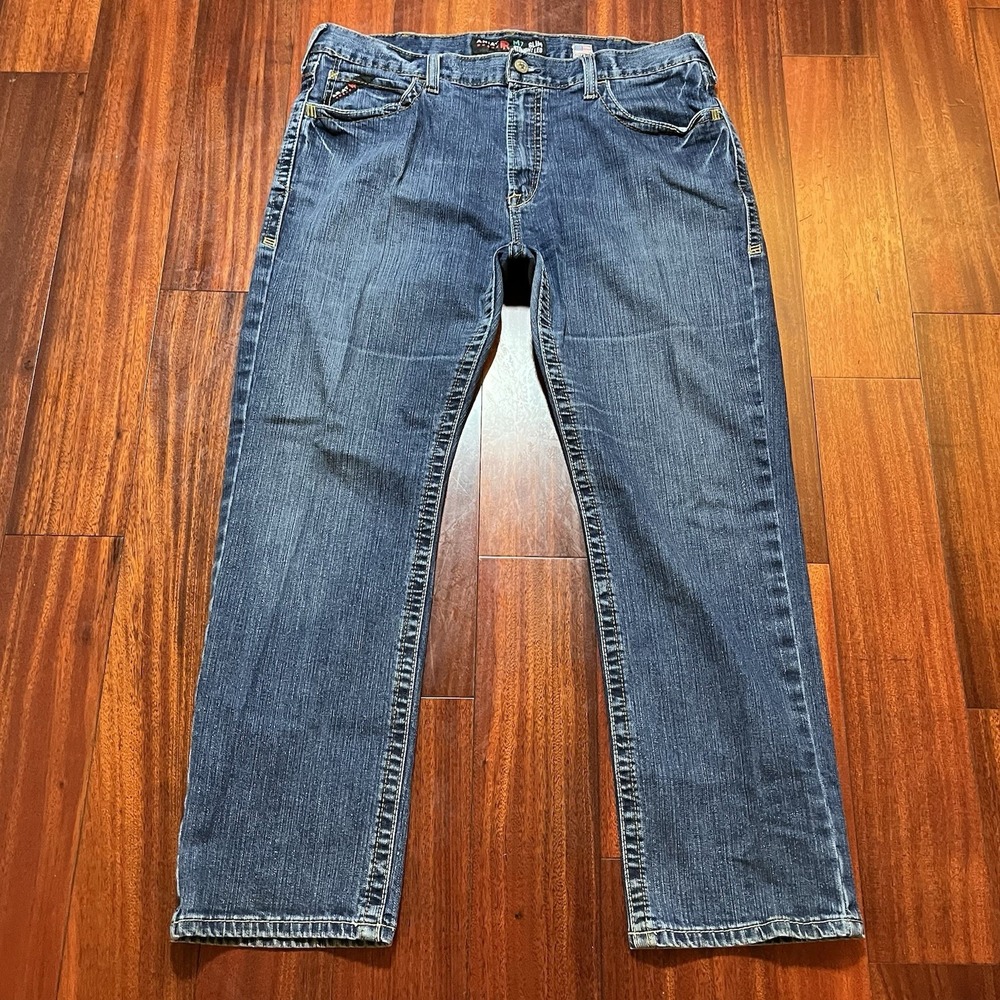 Ariat FR M7 Slim Straight Leg Jeans Mens 40x32 Flame Resistant Blue Denim CAT 2